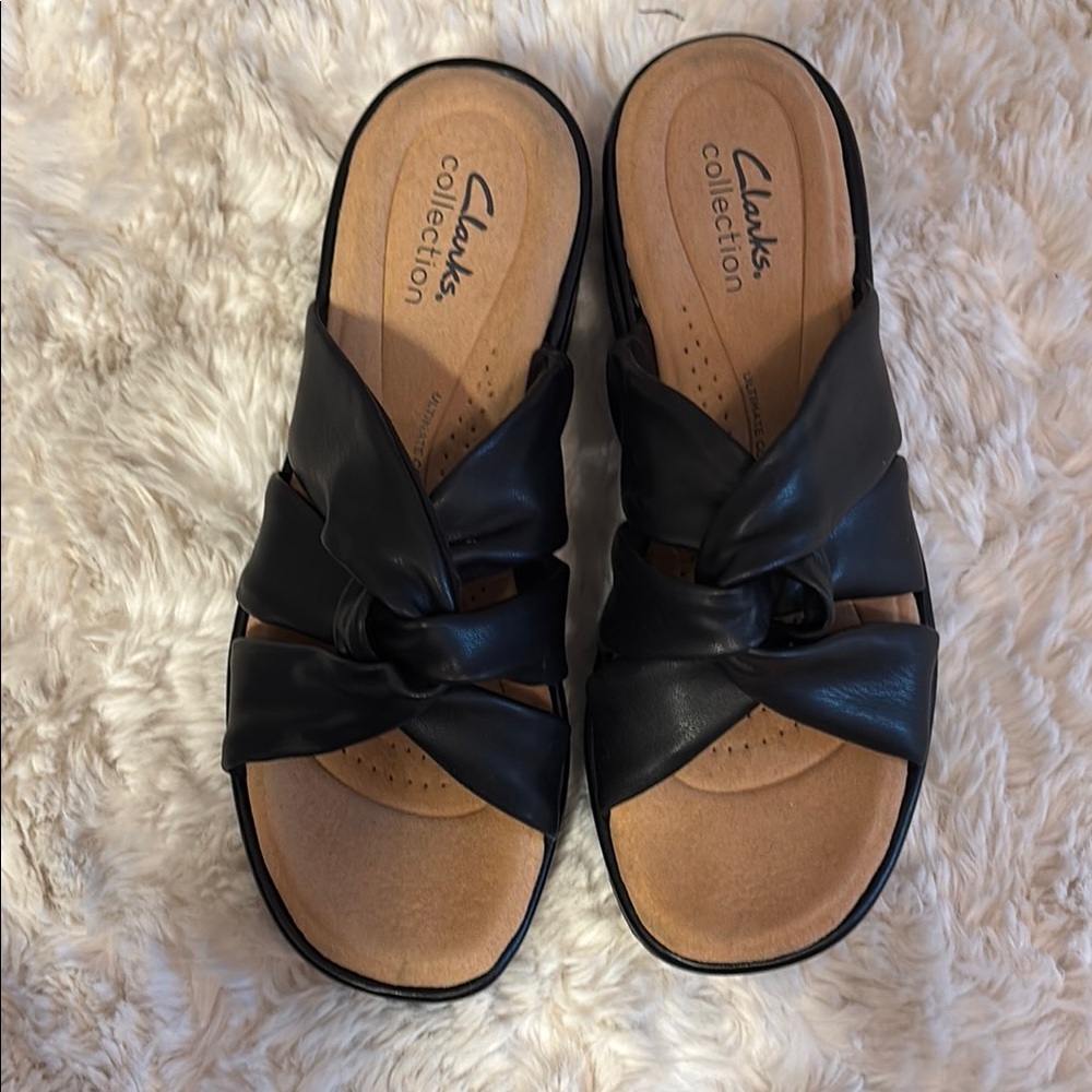 Clarks Women's Black Slide Sandals